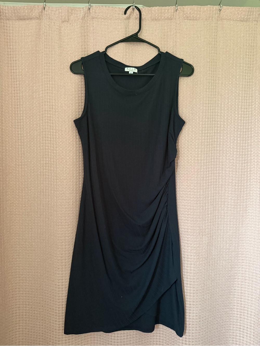 Sleeveless Navy Blue Ruched Knit Dress
